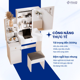 Ghế Đôn Nệm Nhung FIVO FG01 Dùng Trong Phòng Làm Việc, Học Tập, Thiết Kế Sang Trọng, Gỗ MDF Chống Ẩm Cao Cấp