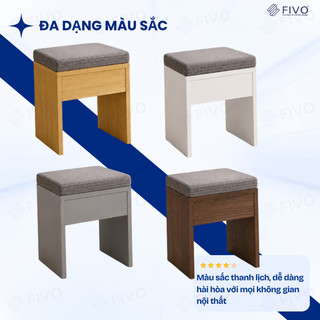 Ghế Đôn Nệm Nhung FIVO FG01 Dùng Trong Phòng Làm Việc, Học Tập, Thiết Kế Sang Trọng, Gỗ MDF Chống Ẩm Cao Cấp