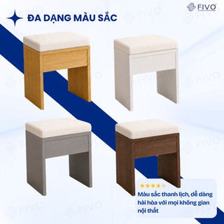 Ghế Đôn Nệm Nhung FIVO FG01 Dùng Trong Phòng Làm Việc, Học Tập, Thiết Kế Sang Trọng, Gỗ MDF Chống Ẩm Cao Cấp