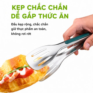 Kẹp Inox Gắp Thức Ăn Đồ Nóng Lót Cao Su Chịu Nhiệt GD316 - Dụng Cụ Gắp Đồ Nướng Chiên Rán Chống Nóng