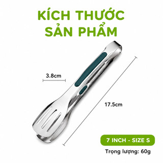 Kẹp Inox Gắp Thức Ăn Đồ Nóng Lót Cao Su Chịu Nhiệt GD316 - Dụng Cụ Gắp Đồ Nướng Chiên Rán Chống Nóng