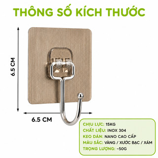 Móc Dính Dán Tường Chịu Lực Treo Chìa Khóa, Mũ Nón GD314 - Miếng Dán Tường Chịu Lực 15kg Vỉ Đơn