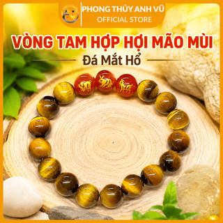 Vòng tay tuổi hợi - vòng tam hợp hợi mão mùi - chất liệu mắt hổ vàng nâu - may mắn tài lộc