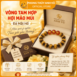 Vòng tay tuổi hợi - vòng tam hợp hợi mão mùi - chất liệu mắt hổ vàng nâu - may mắn tài lộc