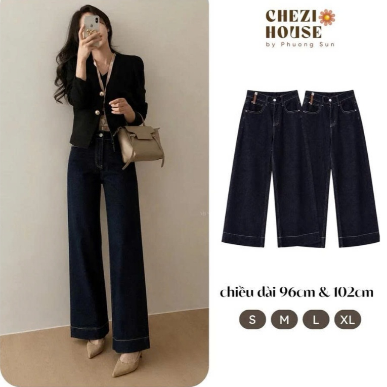 Quần Jean nữ Ống Suông CHEZIHOUSE Form Lưng Cao 4 Màu- Quần Bò Nữ Basic Hack Dáng #7992/8078 Đủ Size 95–102CM