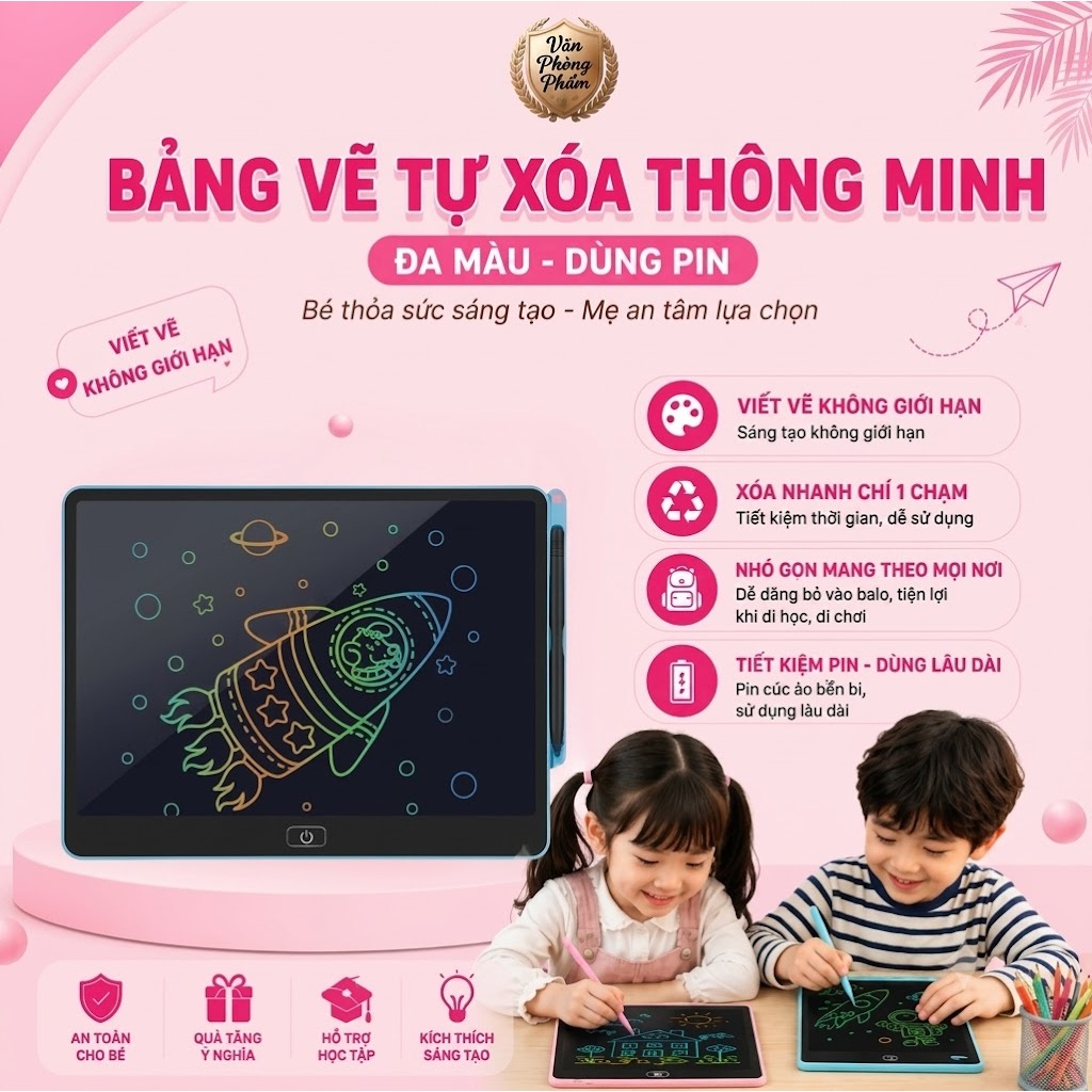 Bảng Vẽ LCD 20 Inch a Màu Sạc Pin, Bảng Viết Điện Tử Tự Xóa, M n Hình Lớn Cho Bé