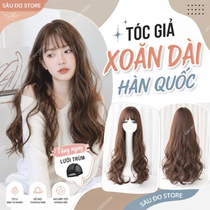 TÓC GIẢ BỘ NGUYÊN ĐẦU XOĂN ĐUÔI BỒNG CÓ DA ĐẦU HÀNG ĐẸP ĐAN LƯỚI HOA THOÁNG KHÍ