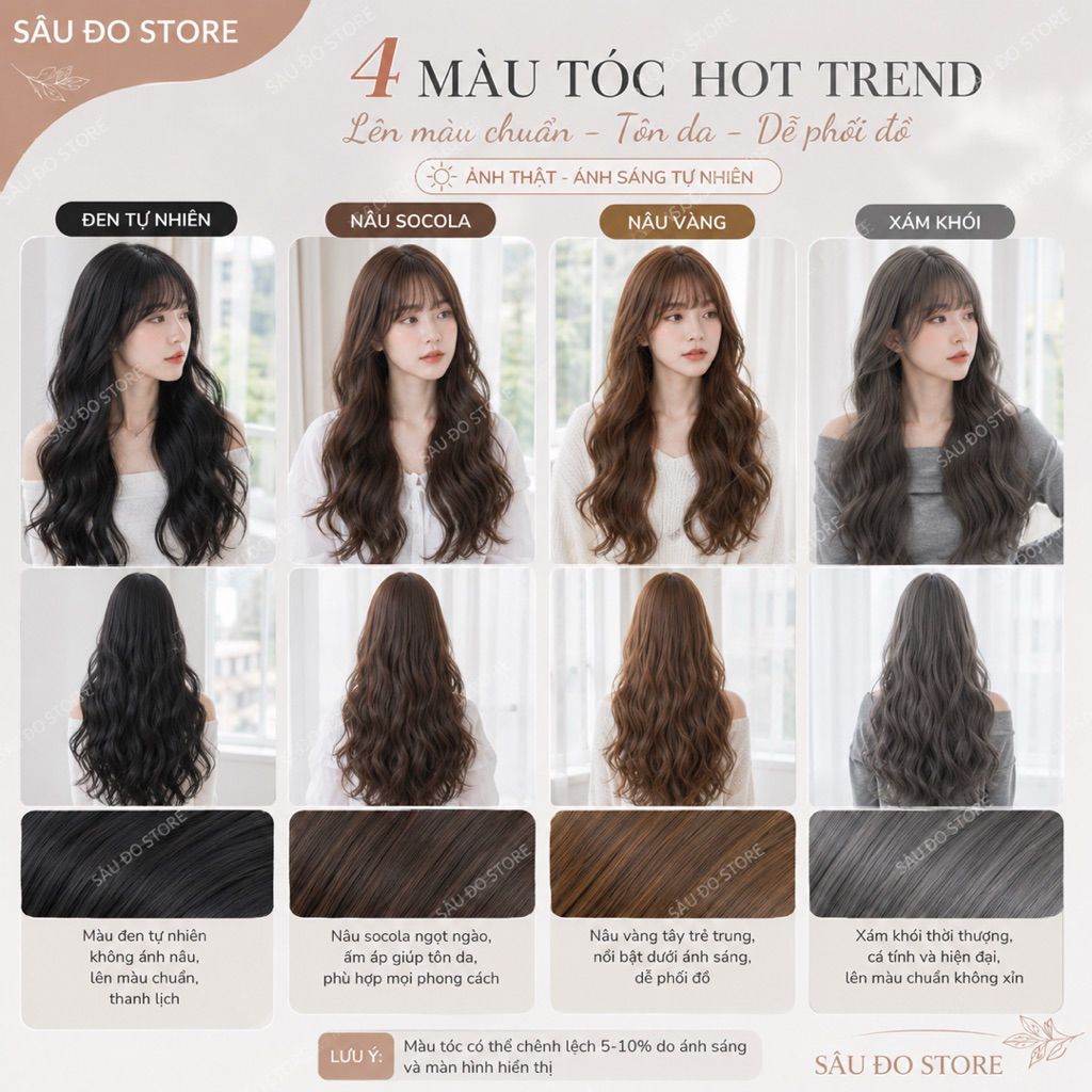 [HÌNH THẬT] TÓC GIẢ NỮ BỘ XOĂN DÀI LƯỚI HOA CAO CẤP TẶNG LƯỚI TRÙM