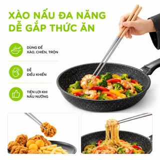 Đũa Xào Nấu Nấu Ăn Inox Cán Gỗ Rãnh Chống Trơn GD312 - Đũa Nấu Thức Ăn Cán Gỗ Chống Nóng Cao Cấp