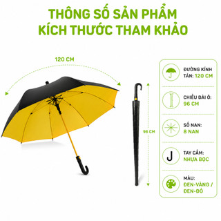 Ô Che Nắng Mưa Cán Cong 8 Nan Có Vỏ Nhựa Bọc GD308 - Dù Che Mưa Nắng Tán 1,2m Vải Dù Chống Thấm