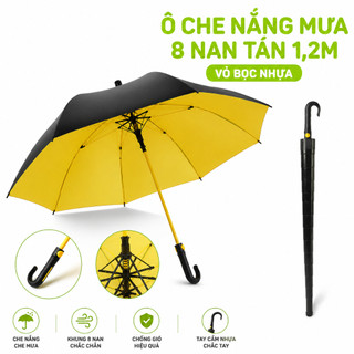 Ô Che Nắng Mưa Cán Cong 8 Nan Có Vỏ Nhựa Bọc GD308 - Dù Che Mưa Nắng Tán 1,2m Vải Dù Chống Thấm