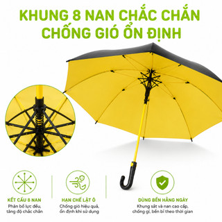 Ô Che Nắng Mưa Cán Cong 8 Nan Có Vỏ Nhựa Bọc GD308 - Dù Che Mưa Nắng Tán 1,2m Vải Dù Chống Thấm