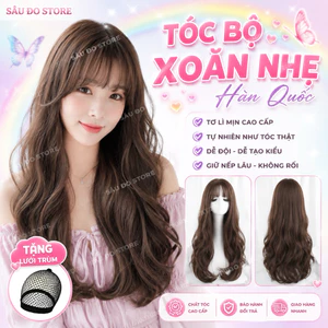 TÓC GIẢ BỘ XOĂN DÀI 55-60CM LƯỚI HOA HÀNG CÓ SẴN SỈ TOÀN QUỐC
