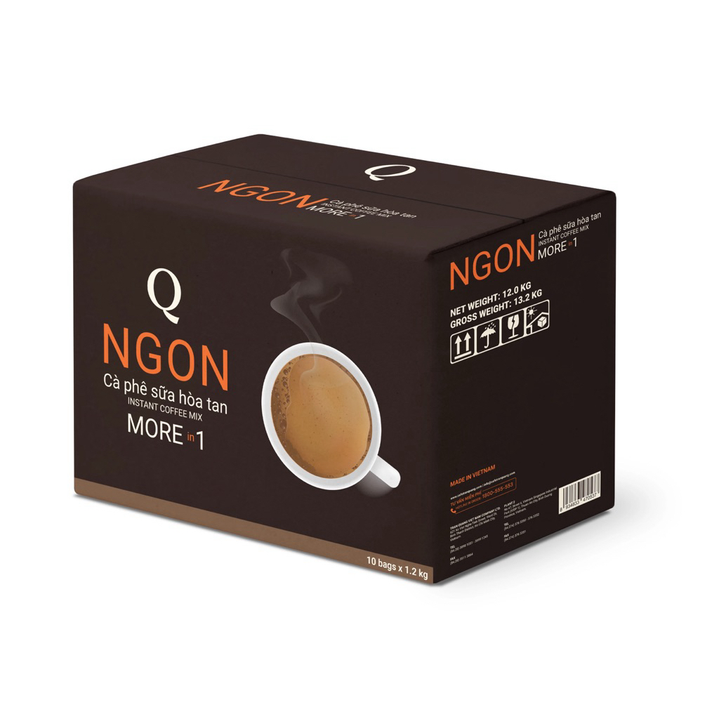 Auth 15 v capsule Cà phê sữa hoà tan Ngon  3 in 1 uống liền bịch 1.2kg thùng 12kg 10 bịch 60 gói x 20g