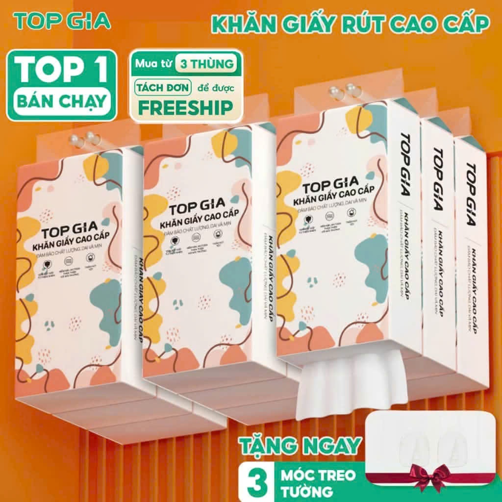 Khăn giấy rút Top Gia Thùng 6 bịch treo tường đa sắc 1280 tờ, dập vân 4D, siêu dai và mềm mịn | BigBuy360 - bigbuy360.vn