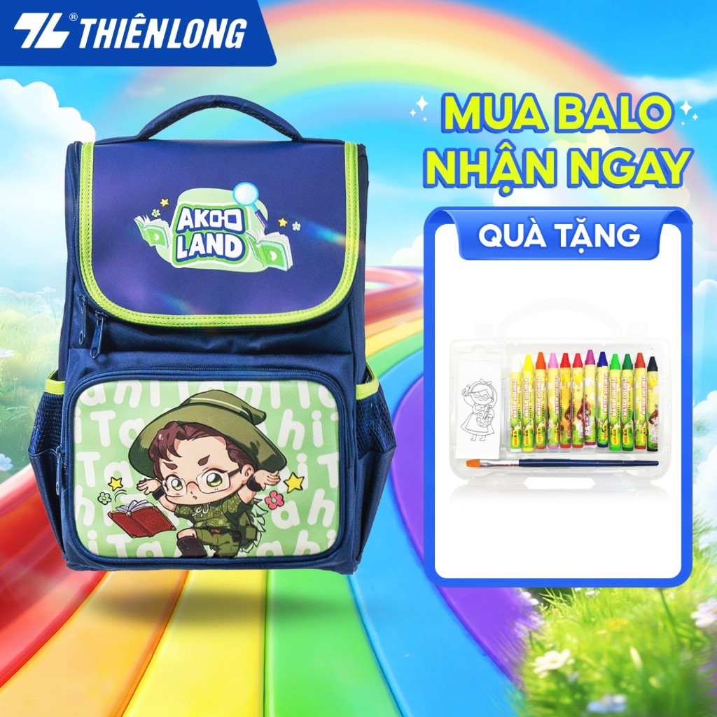 Balo chống gù cao cấp Thiên Long - Cặp chống gù cho bé tiểu học, chất bền, nhẹ, chống thấm nước, đệm mút êm, thoải mái