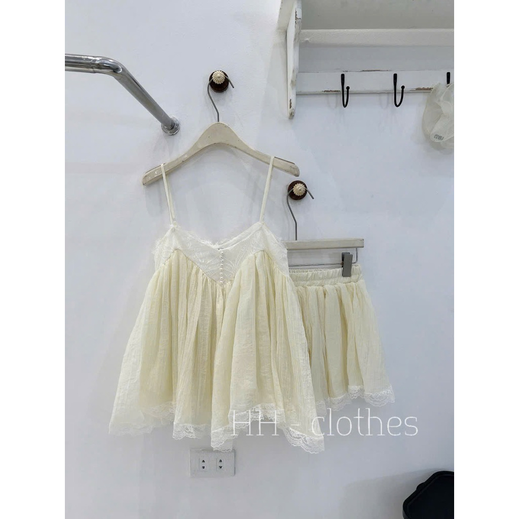 Set áo 2s viền phối chân váy dáng ngắn duyên dáng dành cho nữ( 2 hôm có  hàng )