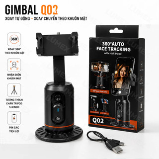 Giá Đỡ Điện Thoại Gimbal AI Q02 Tự Xoay 360°, Theo Dõi Khuôn Mặt, Hỗ Trợ Livestream, Quay Video Tự Động