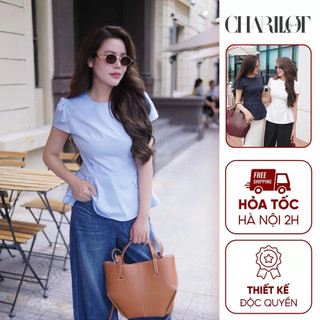 Set Áo Thô Hàn Peplum 3 màu Xanh Baby/Xanh than/Trắng Outfit Casual Trẻ Trung Thanh Lịch – Hạ Vy