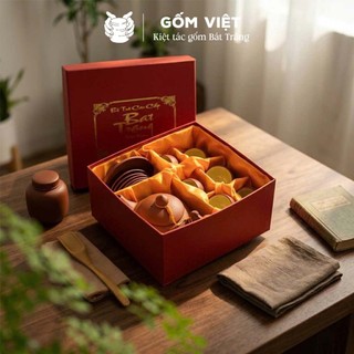 Bộ ấm chén tử sa đất nung dáng bích yên màu đỏ, đen dung tích 320ml - Gốm sứ Bát Tràng - Gốm Việt