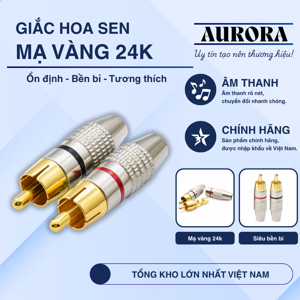 Giắc AV hoa sen mạ vàng RCA - Jack bắt vít dây hoa sen - Jack đánh dấu màu đỏ đen