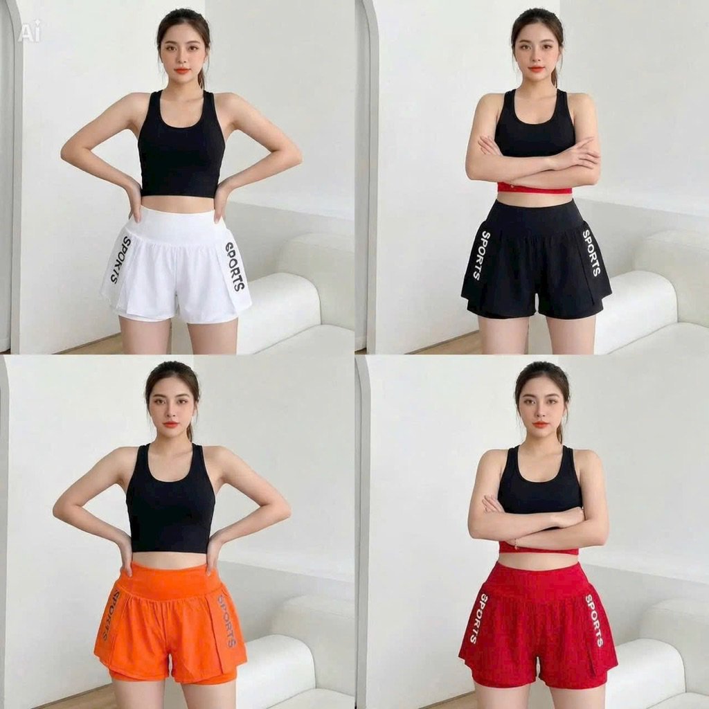 Quần đùi 2 lớp có túi sườn đúc điện thoại đi tập