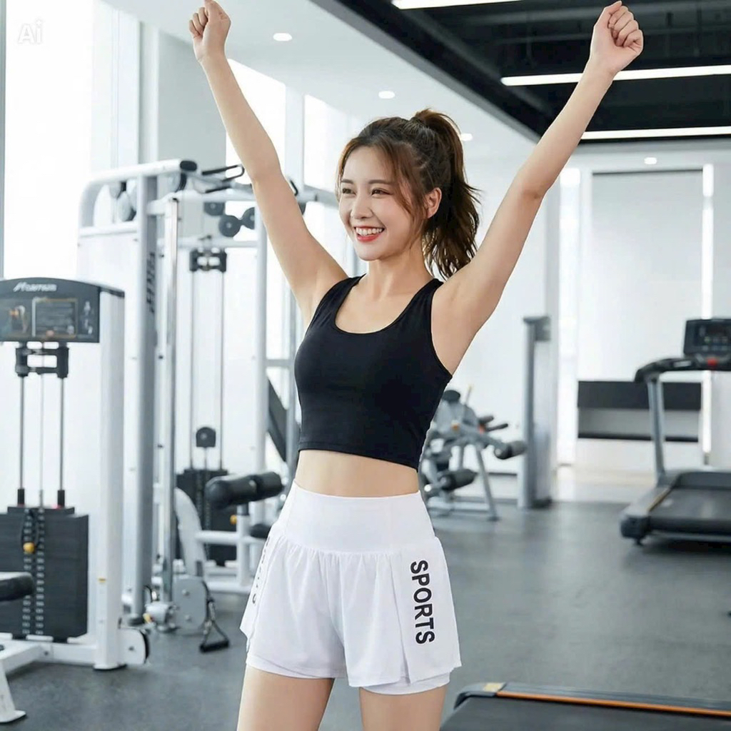 Quần đùi 2 lớp có túi sườn đúc điện thoại đi tập