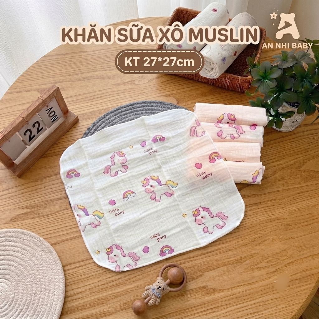 Set [10/20] Khăn Sữa Xô Muslin 2 Lớp Cho Bé Sơ Sinh An Nhi Baby - Kháng Khuẩn Tự Nhiên