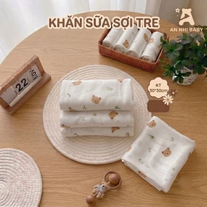 ​[SET 3/5CÁI] Khăn Sữa Cho Bé Sợi Tre An Nhi Baby 30x30cm - Khăn Mặt Sơ Sinh Organic Siêu Thấm Hút, Không Đổ Lông