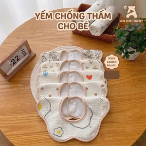 ​[Combo 3/5] Yếm Xô Muslin 360° Cho Bé -Yếm Tròn Chống Thấm Thấm Hút Họa Tiết Hàn Quốc An Nhi Baby