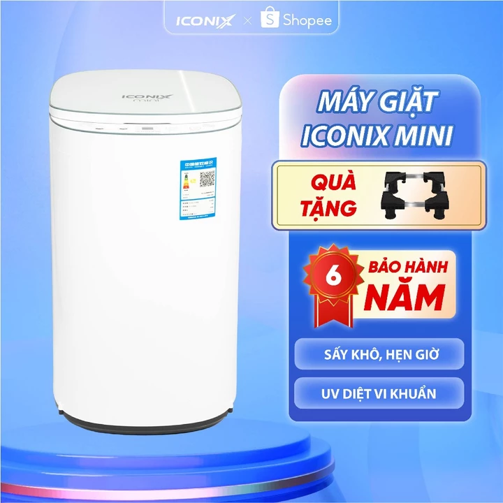 Máy giặt ICONIX MINI tự động 100% - vắt , giặt , sấy khô , khử khuẩn bằng tia UV - Bảo hành 6 năm