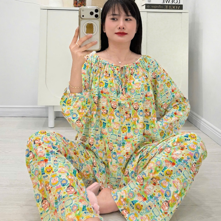 (43-98kg) Bộ tole cổ thuyền cột dây chuông, tay raglan FORM RỘNG, hàng thiết kế - Nocnhasleepwear