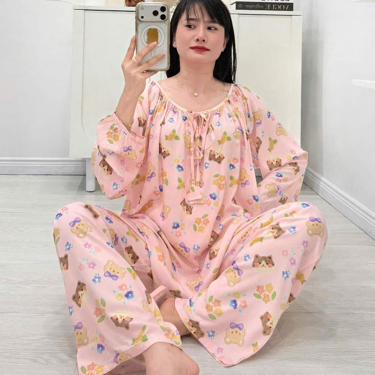 (43-98kg) Bộ tole cổ thuyền cột dây chuông, tay raglan FORM RỘNG, hàng thiết kế - Nocnhasleepwear