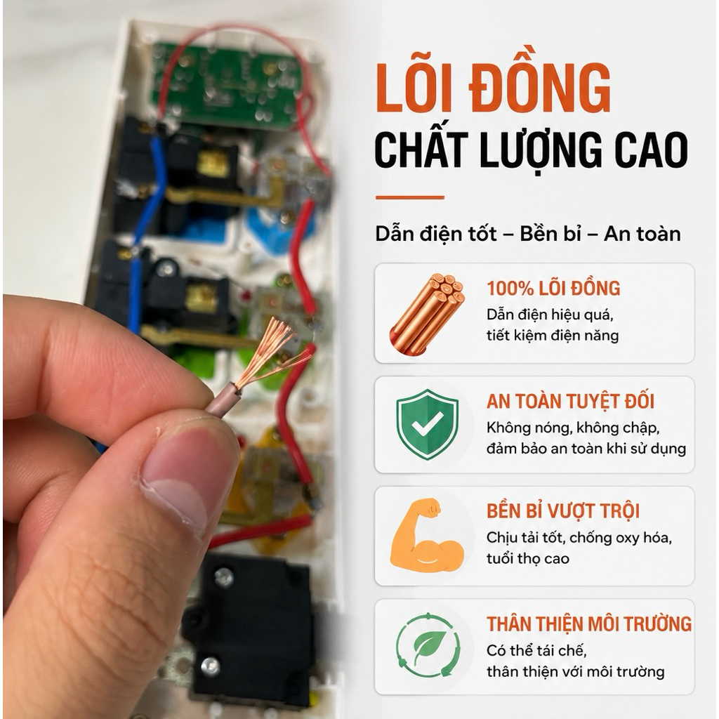 Ổ cắm điện đa năng 3 lỗ có công tắc độc lập kèm cổng sạc USB/Type-C (Mã: 318)