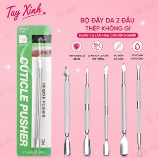 Cây Đẩy Da Chết Inox 2 Đầu Tay Xinh – Dụng Cụ Đẩy Da, Cạo Gel, Vệ Sinh Viền Móng Chuyên Nghiệp