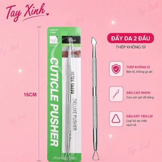 Cây Đẩy Da Chết Inox 2 Đầu Tay Xinh – Dụng Cụ Đẩy Da, Cạo Gel, Vệ Sinh Viền Móng Chuyên Nghiệp