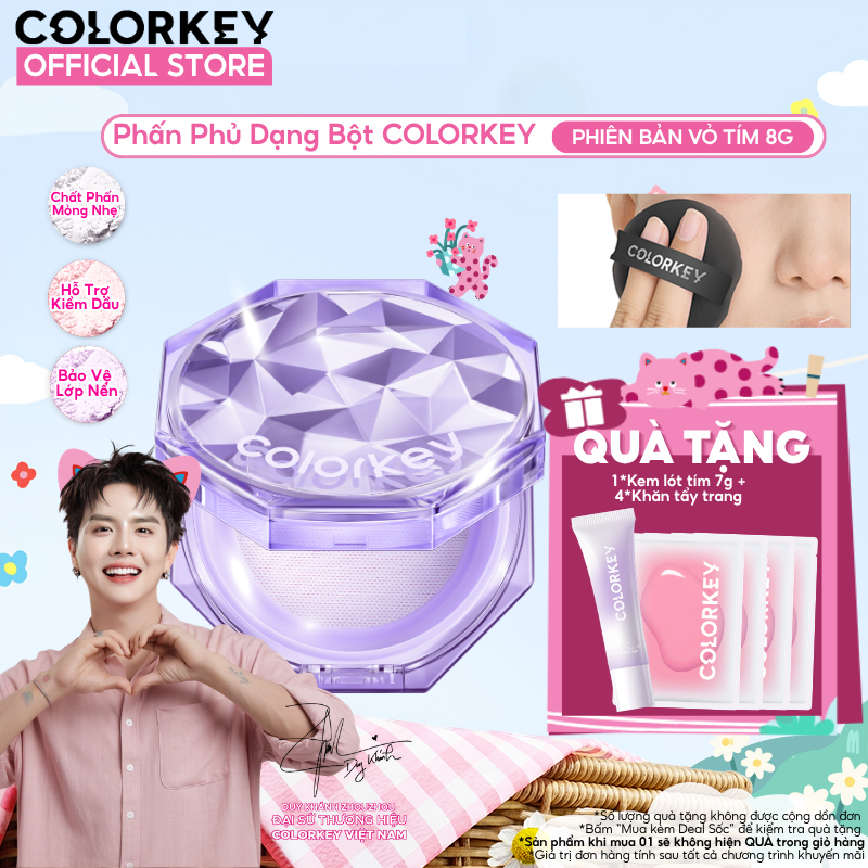 Phấn Phủ Dạng Bột Phiên Bản Nắp Tím COLORKEY Siêu Mịn Giúp Lớp Trang Điểm Tự Nhiên 8g