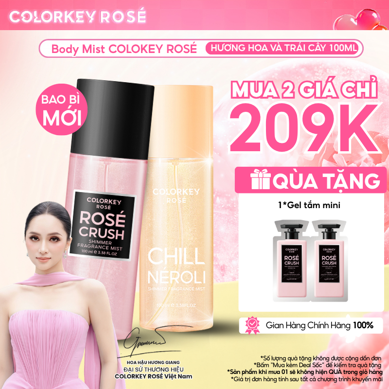Xịt Thơm Toàn Thân Body Mist COLORKEY 100ml - Lưu Hương Nhẹ Nhàng, Mùi Hương Đa Dạng, Phù Hợp Đi Chơi, Đi Làm