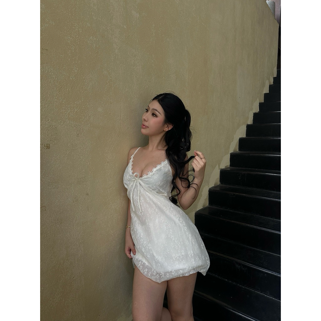 [ẢNH CHÍNH CHỦ] Đầm BabyDoll USMAY (BLOOM DRESS) Vải Tơ Hoa Hai Dây Ren Hoa Nơ Ngực Dáng Bí Dịu Dàng Nữ Tính Tiểu Thư