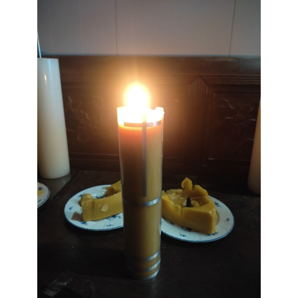 Bee Light - Nến Sáp Ong Nguyên Chất 100%, PV Thờ Phụng Công Giáo, Trang Trí Bàn Thờ Cao Cấp. KT: 25cm*5cm*475g*95h cháy