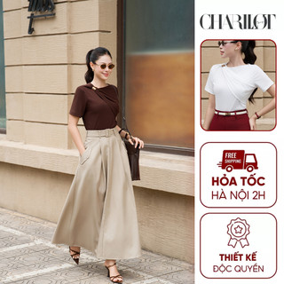 Áo Peplum Thun Nữ Công Sở Cổ Chéo Eo Thun CORA Thiết Kế Công Sở Charllot Thun Mát Tôn Dáng