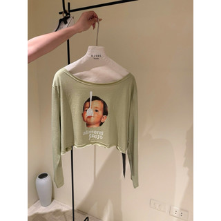 Áo Thun Croptop Dài Tay Hình Cậu Bé QC