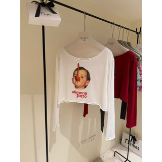Áo Thun Croptop Dài Tay Hình Cậu Bé QC