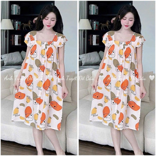 VÁY BẦU - LANH CỔ VUÔNG CÁNH TIÊN CÚC NGỌC DỄ MẶC - 12 Màu
