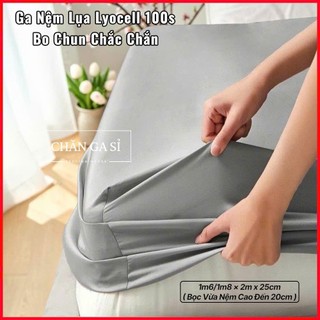 🍃THOÁNG MÁT🍃Ga Nệm Lụa Lyocell 100s Cao Cấp Mềm Mại, Thoáng Mát - Drap Bọc Bo Chun - Chăn Ga Sỉ HCM