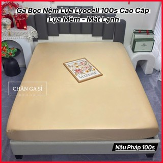 🍃THOÁNG MÁT🍃Ga Nệm Lụa Lyocell 100s Cao Cấp Mềm Mại, Thoáng Mát - Drap Bọc Bo Chun - Chăn Ga Sỉ HCM