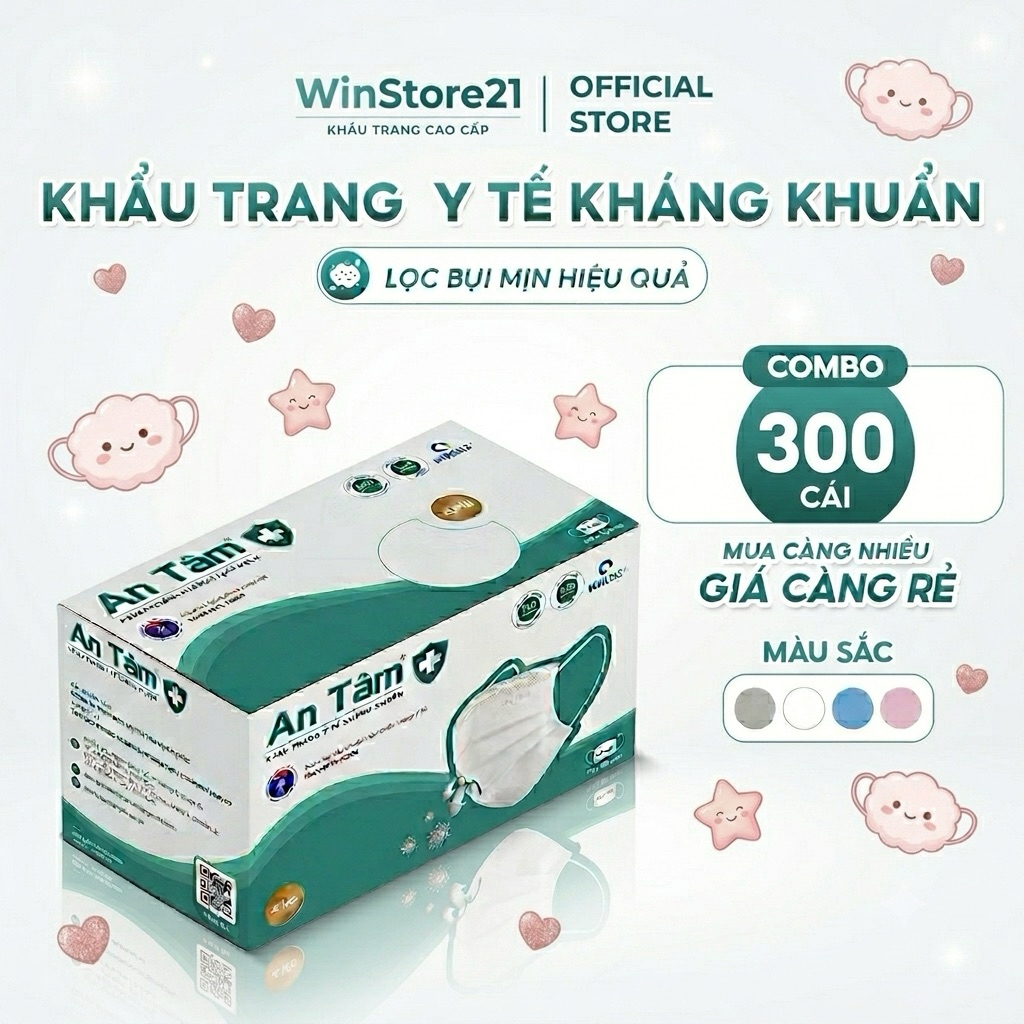 LIVE - Set 300 Cái Khẩu trang y tế CHÍNH HÃNG An Tâm 4 lớp kháng khuẩn cao cấp, che phủ toàn diện