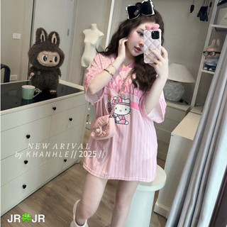 QCL1 Áo thun kitty kẻ hồng cổ tim siêu hot, xinh xỉu chuẩn Momo xịn sò (Freesz)