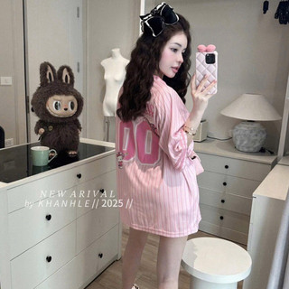 QCL1 Áo thun kitty kẻ hồng cổ tim siêu hot, xinh xỉu chuẩn Momo xịn sò (Freesz)
