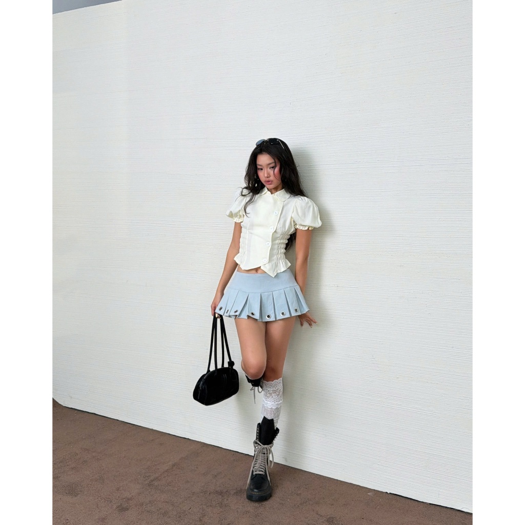 Eyelet Pleated Mini Skirt - Remmus | Chân váy xếp ly có quần bảo hộ - BST ACID CANDY